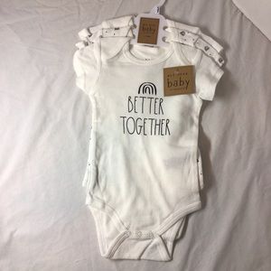 Rae Dunn Baby set of 3 onesies / size 6-9 months